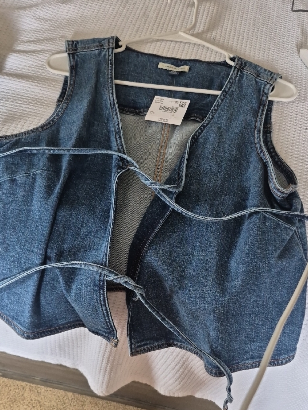 American Eagle Outfitters Blue Denim Tie-Front Vest